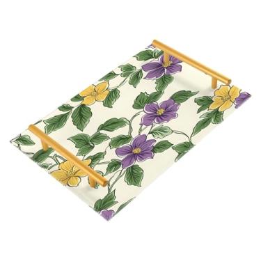 Imagem de Wassud Bandeja de banheiro de flores primavera com alças organizador de perfume de joias de acrílico para banheiro, quarto, cozinha, balcão de 30 x 20 cm