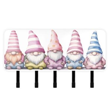 Imagem de Burbuja Porta-chaves de gnomos fofos com 5 ganchos, porta-chaves autoadesivos montados na parede, organizador de armazenamento de correio para entrada, decoração de casa