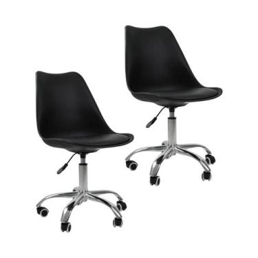 Imagem de Cadeira Office Base Cromada com Rodízio Giratória Saarinen - Oficial W