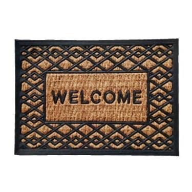 Imagem de Capacho De Porta Fibra Emborrachado Panamá Zig Zag 60X40Cm - Uzoo