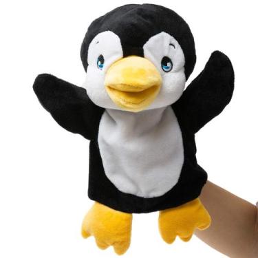 Imagem de Boneco de mão HollyHome Plush Zoo Friends Penguin 35 cm para crianças