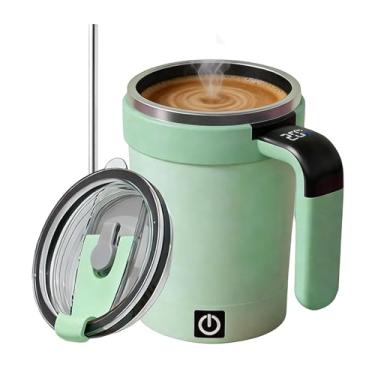 Imagem de Caneca de Café com Auto Mistura | Recipiente Para Leite 380ml Com Display De Temperatura | Copo Elétrico De Mistura Automática Para Leite,Para Estudantes Profissionais Viajantes