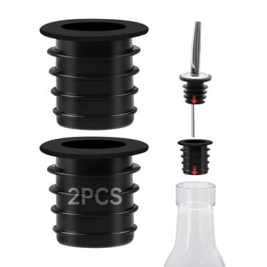 Imagem de 2 adaptadores para despejar bebidas de 25 mm, bico de despejo de licor para garrafas de licor de pescoço grande, despejadores de garrafa de licor para álcool, despejadores rápidos para garrafas de