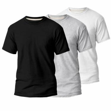 Imagem de Kit 3 Camisetas Basicas Unissex Algodão Adulto Camisas Manga Curta Hom