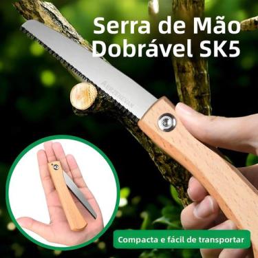 Imagem de Serra Manual Mini Dobrável Antiderrapante Com Cabo De Madeira Para Tra
