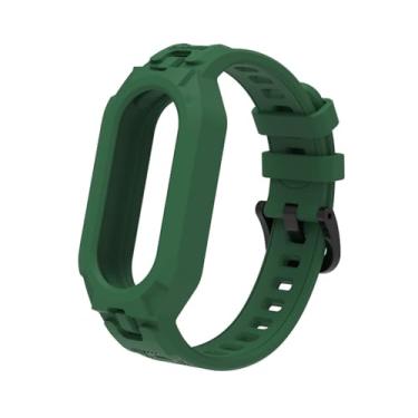 Imagem de HEPUP Cinta de caixa de silicone tpu mole para xiaomi miband 8 pulseira de correia para miband 8 nfc Rubber correia relógio de substituição Kit(Dark Green)