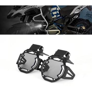 Imagem de REWOLFNUS 2 peças de proteção de luz de neblina para motocicleta R1200GS F800GS R1250GS F850GS F750GS ADV (preto)