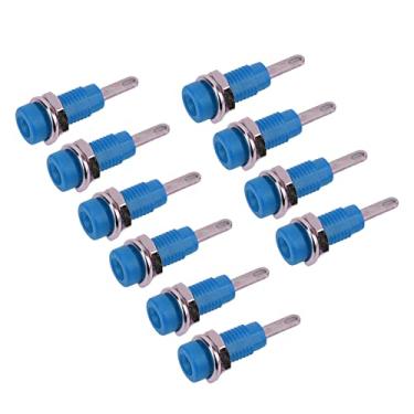 Imagem de KIMISS 10 Unidades Adequadas para J.40003 2 Mm Banana Jack Painel Tomada Adaptador de Plugue de Poste Estendido para Instrumentos Eletrônicos, Mac de Soldagem e Equipamentos Industriais (Azul)