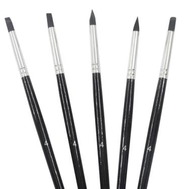 Imagem de Rierdge Conjunto de 5 pincéis de silicone – 5 formas para escultura em argila, arte de unhas, cerâmica e artesanato DIY (barril de caneta preta - ponta de caneta preta