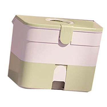 Imagem de Generic Caixa de Armazenamento de Cosméticos Portátil Com Alça Organizador de Gaveta de Maquiagem de Camada Dupla para Acessórios de Cabelo de Esmalte - Caixa de Armazenamento de Maquiagem de (Verde)