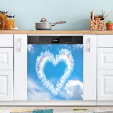 Imagem de ATTX Capa magnética para lava-louças Dia dos Namorados | Adesivo decorativo de eletrodomésticos de 58 x 66 cm para armários domésticos e eletrodomésticos #77