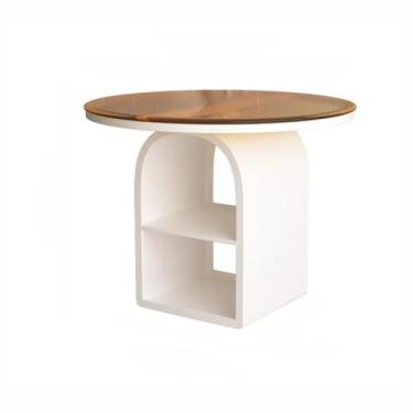 Imagem de Mesa de centro moderna simples sala de estar sofá pequena mesa de centro luz luxuosa prateleira criativa para casa pequena mesa de quarto (A)