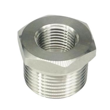Imagem de 2.5 cm NPT macho x 1/5.1 cm NPT fêmea 304 aço inoxidável redutor bucha forjada encaixe de tubulação 3000 PSI água gás óleo