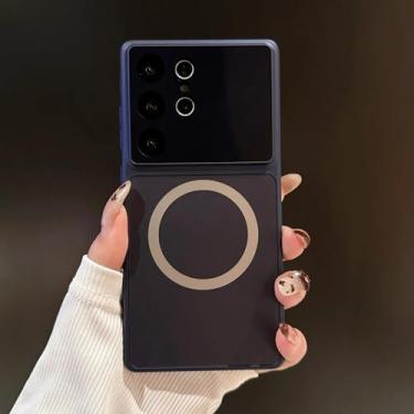 Imagem de Capa para carregamento sem fio para Samsung Galaxy S26 S25 S24 S25 Ultra, capa rígida à prova de choque (para Samsung S23 Ultra/Azul Marinho)