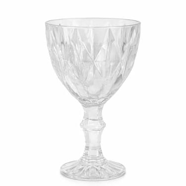 Imagem de Taça de Vidro Cristal Diamond Transparente 320ml Design Geométrico em Relevo 16,5cm Altura x 7cm Largura