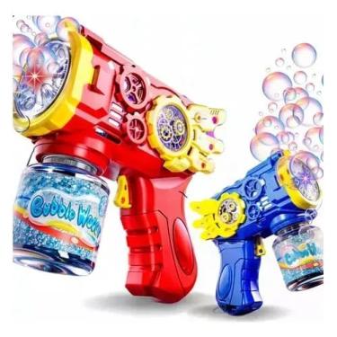 Imagem de Máquina Lança Bolha De Sabão, Automática, Colorido, Brinquedo Infantil, Azul Vermelho, 50ML