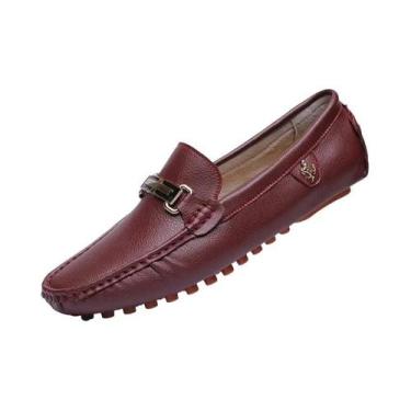 Imagem de Mocassins Masculinos De Couro PU Branco, Slip-On, Feitos À Mão, Casuai