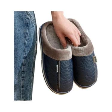 Imagem de Chinelos Casuais De Inverno Para Homens Em Tamanho Grande, Em Couro PU