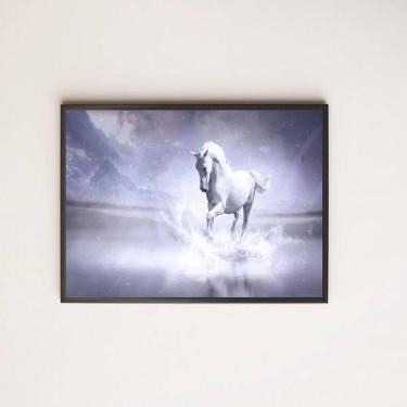 Imagem de Quadro Decorativo Cavalo Branco 24X18Cm  Preto
