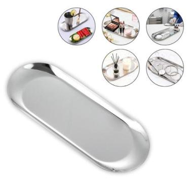 Imagem de Bandeja Inox Prata Armazenamento Instrumentos Cosméticos - Arte Seduca