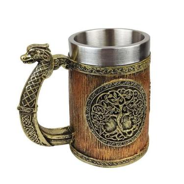 Imagem de Caneca de cerâmica Viking Tree of Life 600 ml com alça de cobra - yiwe
