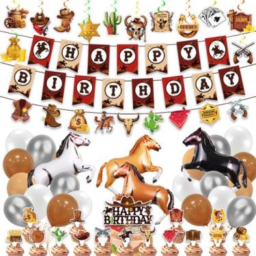 Imagem de Decorações de festa com tema de cowboy, aniversário, conjunto de 24 un