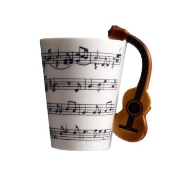 Imagem de Caneca Ceramic Music Note com alça de guitarra, capacidade de 350 ml -