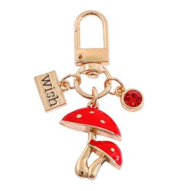 Imagem de Pingente de chaveiro em liga de zinco com cogumelos vermelhos para ama
