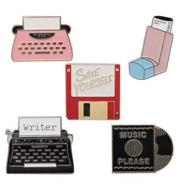 Imagem de Conjunto de alfinetes de broche Creative Retro Enamel Lapel, emblemas 