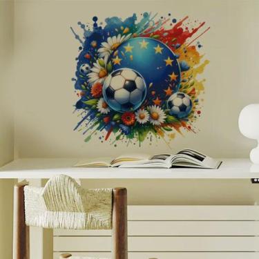 Imagem de Adesivos de parede Creative Soccer com design floral colorido - yiweis