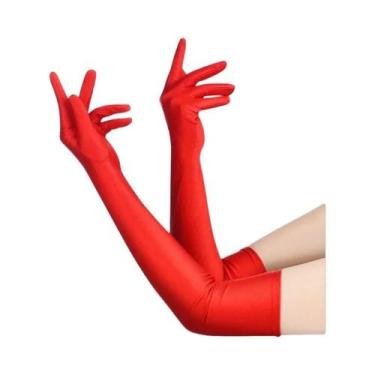 Imagem de Luvas Longas De Spandex De Alta Elasticidade Para Mulheres Em Preto, B