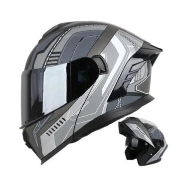 Imagem de Capacete Modular Unissex Com Lentes Duplas Para Motocicleta, Lentes Au