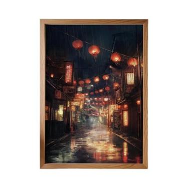 Imagem de Pôster De Parede Moderno Com Estampa De Anime E Ramen, Vista Da Rua De