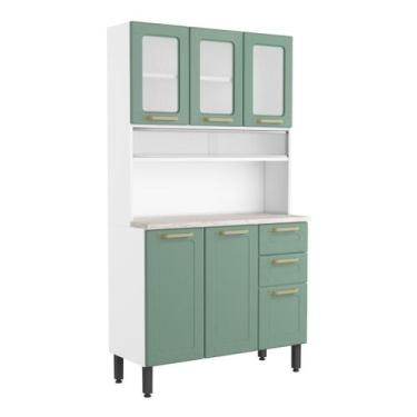 Imagem de Cozinha Compacta de Aço 6 Portas Colors Bertolini, Verde/Branco
