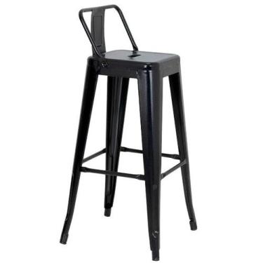 Imagem de Banqueta Alta Industrial Preta em Aço 76cm Iron Tolix com Encosto - De