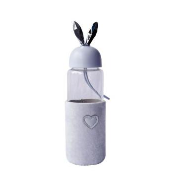 Imagem de Garrafa de vidro rabbit bottle com capa de veludo com tampa e alça  - 