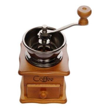 Imagem de Moedor De Café Manual Retrô Com Manivela Madeira Cerâmica - Arena