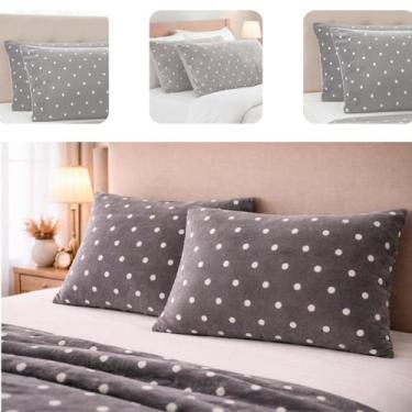 Imagem de Par De Fronhas De Plush Manta Soft Poá Para Travesseiro 70x50 - Bella 