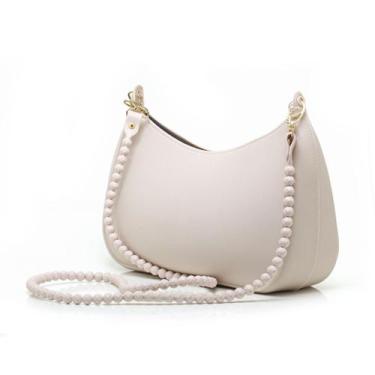 Imagem de Bolsa Feminina Baguete Tiracolo Transversal Pequena Fashion Preto Bege