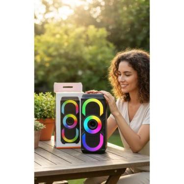 Imagem de Caixa Som Portátil RGB Bluetooth USB Potente Festa - Congratulations S