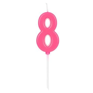 Imagem de Vela de Aniversário Número 8 Rosa 4,5 cm Silver Plastic