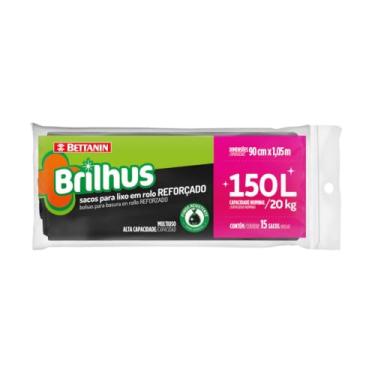 Imagem de Brilhus - Saco para Lixo Rolo com 15 Sacos de 150 Litros, Cor Preta, Bettanin
