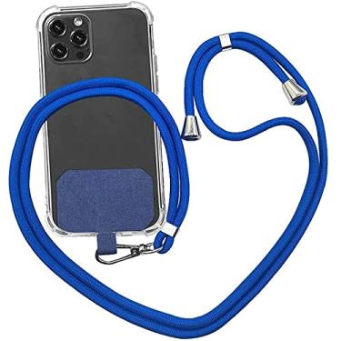 Imagem de Corda ajustável para smartphone Crossbody Nylon Correia de pescoço para celular Corda de mão para capas de telefone acessórios amuletos destacáveis(Azul)
