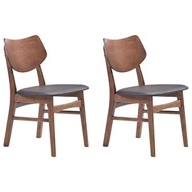 Imagem de Kit 2 Cadeiras Decorativas Sala e Escritório Zion Madeira Nogueira (PU) Preto - Gran Belo