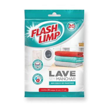 Imagem de Lave Sem Manchar Flashlimp Com 20 Lenços