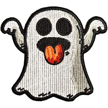 Imagem de Adesivos engraçados fantasma passar/costurar, adesivos bordados de demônio de desenho fofo aplique para roupas, jaquetas, colete, mochilas, chapéus, jeans, acessórios DIY decoração