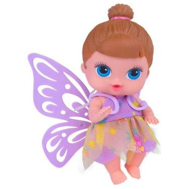 Imagem de Boneca Fada Baby Collection Mini Morena Menina Vinil 19cm - Super Toys
