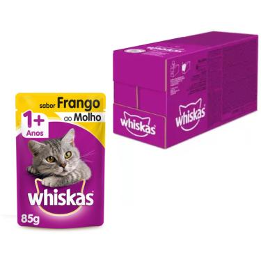Imagem de Kit Ração Úmida Whiskas Sachê Frango ao Molho para Gatos Adultos - 20  Unidades