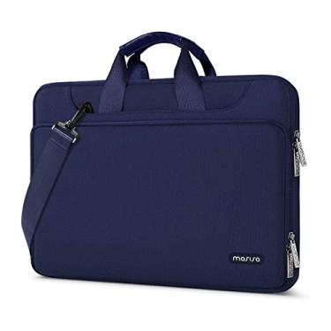 Imagem de Bolsa protetora de ombro para laptop MosISO 360 repelente de água com cinto, Azul marinho, 13-13.5 inch