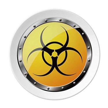 Imagem de Logo Fundo Amarelo Placa de Substância Perigosa Decorativa Porcelana Salver Prato de Jantar